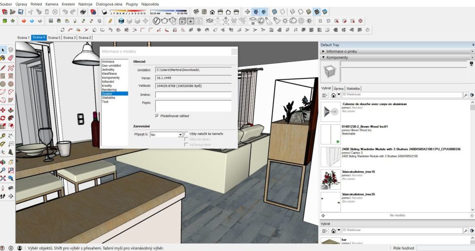 SketchUp informace o modelu