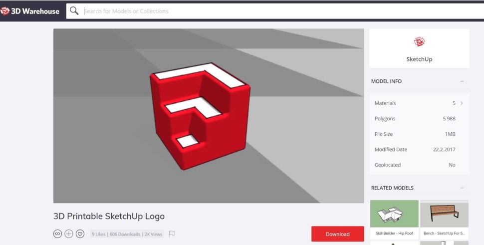 SketchUp logo 3d tlac